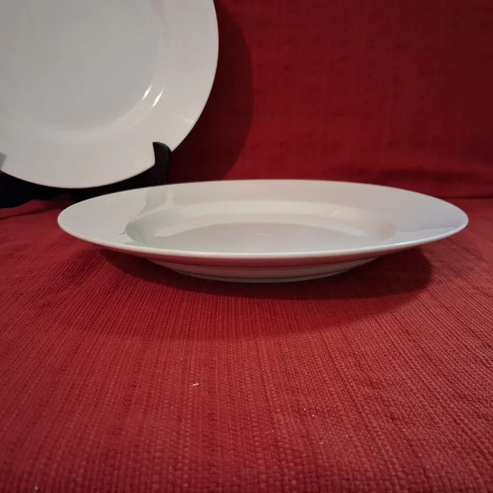 Pottery Barn Great White Porcelain 12” Rimmed Dinner Chop Plates (Lot of 2)
